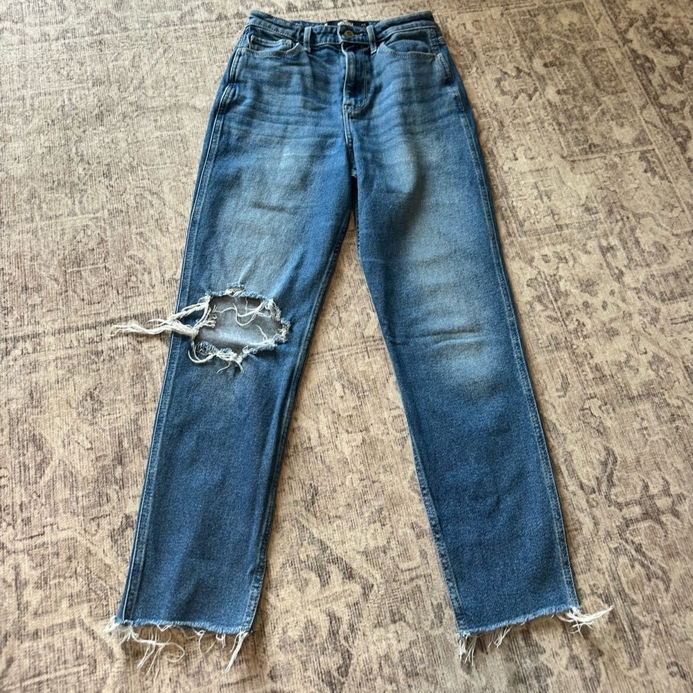 Hollister Distressed Blue Straight-Leg Jeans - Picture 2 of 4